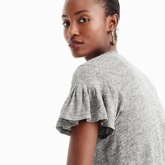 J.Crew Linen flutter-sleeve T-shirt - Picture 5 of 6